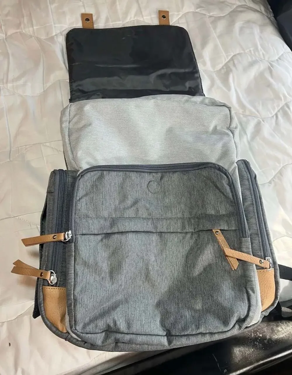 iPack Baby Diaper Bag Backpack Gray and Tan